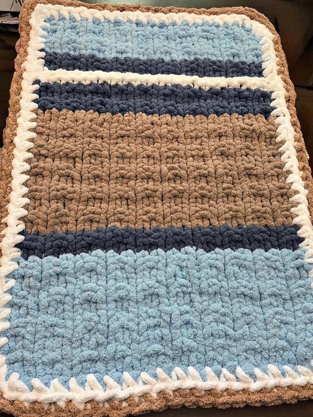 Handmade Chunky Knit Hurdle Stitch Oversized Baby Blanket